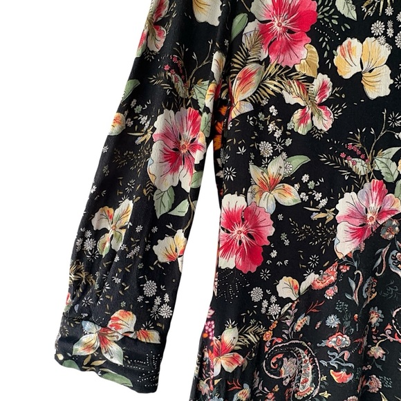 ZARA | NWOT PATCHWORK FLORAL PAISLEY BOHO MIDI DRESS ASYMMETRICAL HEM | MEDIUM - Picture 5 of 14